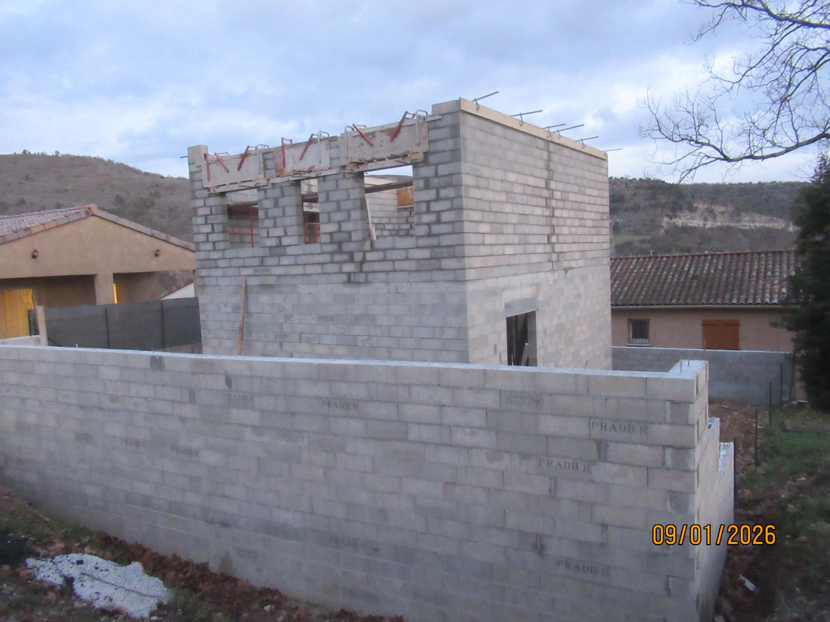 Elevation des murs de l'étage