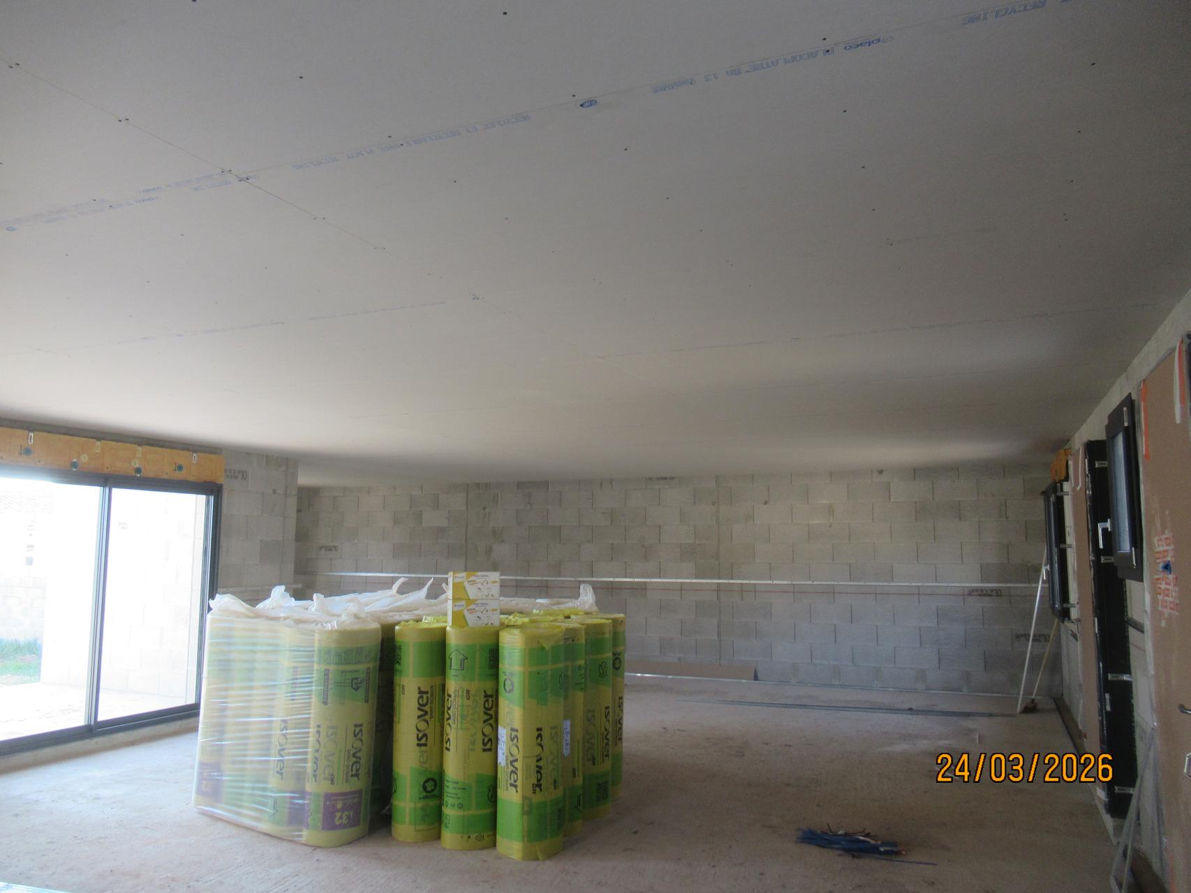 Réalisation du plafond en placo sur fourrures